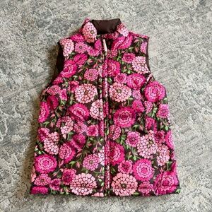 Lilly Pulitzer Puff Down Filled Vest Libbi Reversible Brown/Pink Multi Floral